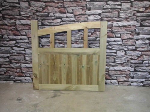 Smileswoodcraft Wooden Half Moon Slatted Garden Gate - 3ft H (90cm H x 91cm W)
