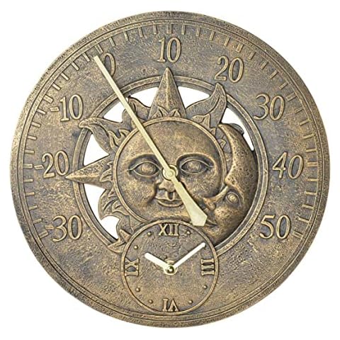 Sanfiyya Reloj de Pared Vintage con Termómetro de Jardín al Aire Libre Cover
