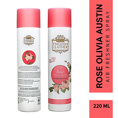 Image of Next Care English Leather Air Freshener Spray 220ml | Long Lasting Room Freshener for Home, Office & Car | Odour Eliminator (Rose & White Floral)