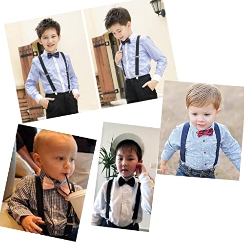 JZK 2x Black and navy blue kids boys adjustable suspenders braces for kids 2-6 years old of height 90-130cm, 3 clips elastic suspenders for kids, children suspenders for boys2