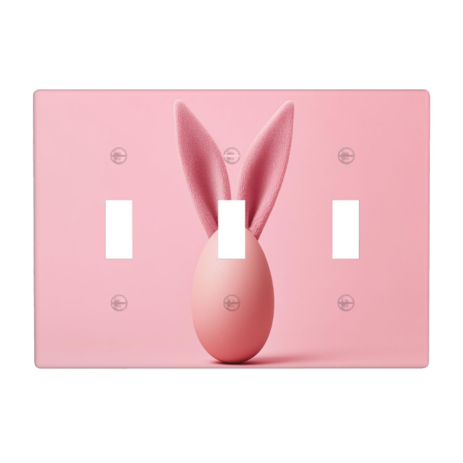 Easter Egg with Bunny-Ear Light Switch Covers 3 Gang Triple Toggle Wall Plate Switchplate Electrical Faceplate for Bathroom Kitchen Bedroom Decor