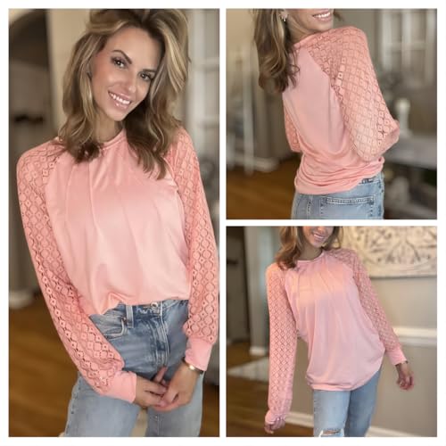 Image of HOTOUCH Women's Lace Long Sleeve Spring Dressy Casual Business Work Trendy Shirts