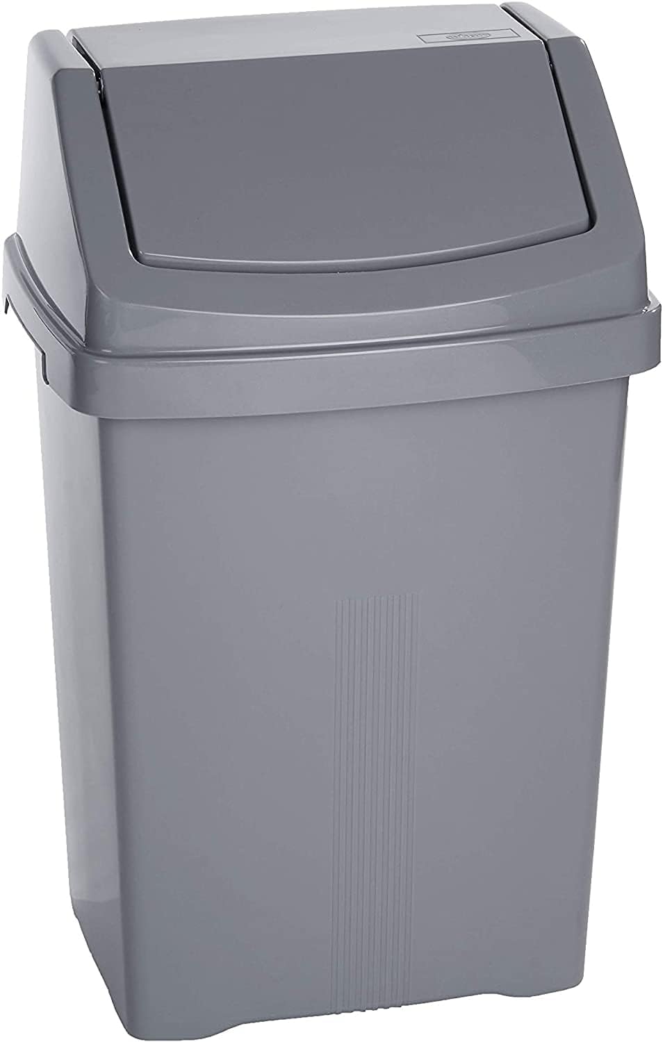 HOMION Plastic swing bin waste rubbish flip top lid recycling Containers dustbin (Grey/Silver, 50l swing bin) — image 1