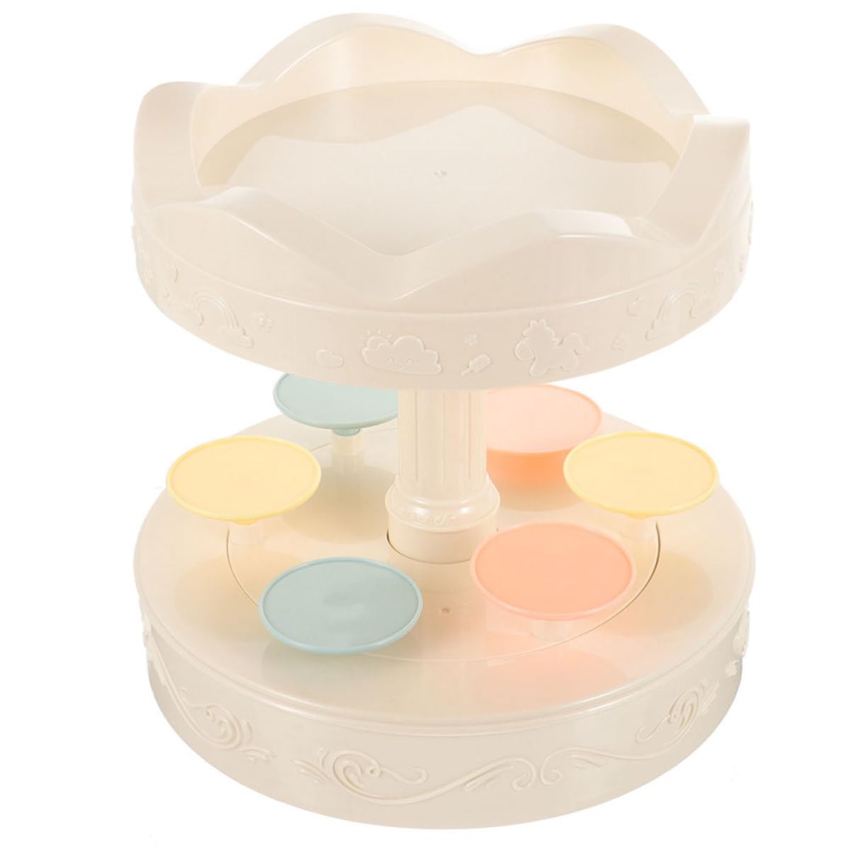 Présentoir à gâteaux rotatif plastique beige anti-bousculade