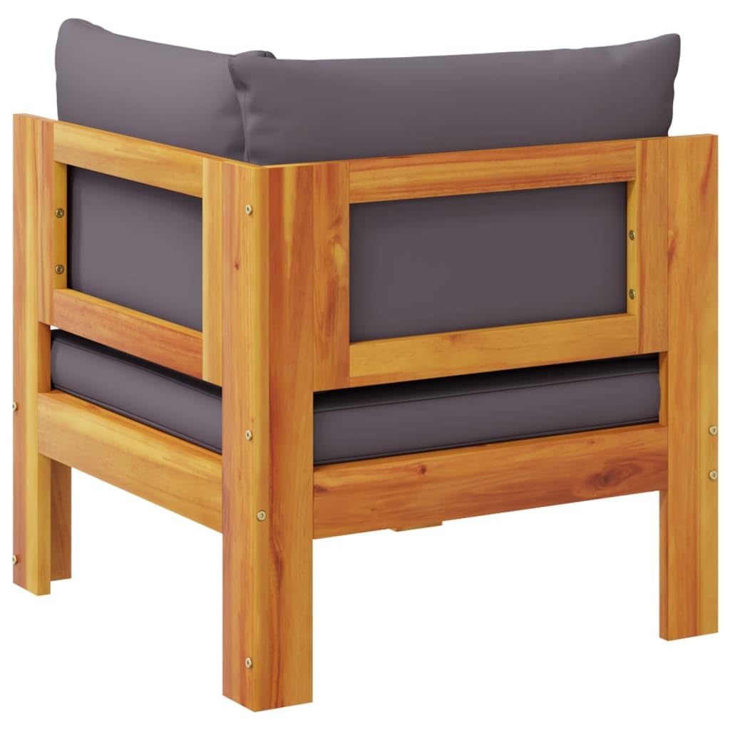 Gecheer Divano Angolare da Giardino, con Cuscini Sfoderabili e Lavabili, 68x68x64 cm, Legno Massello di Acacia, per Esterno e Terrazza