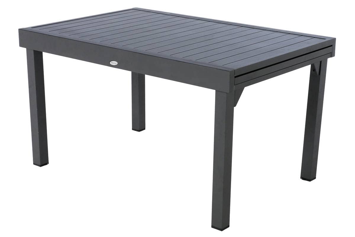 HESPERIDE HES-139779 Piazza - Mesa Extensible (Aluminio, 6/10 plazas, Grafito, Metal, Gris, Ancho