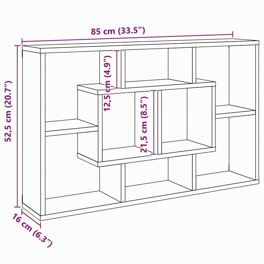 vidaXL Wandregal Artisan-Eiche 85 x 16 x 52,5 cm Holzwerkstoff