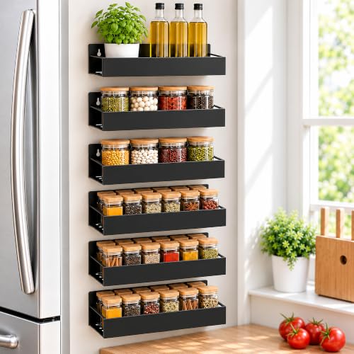 6-Pack-Metal-Magnetic-Spice-Rack-for-fridge-Heavy-Duty 6 Pack Metal Magnetic Spice Rack for fridge, Heavy Duty - Image 1