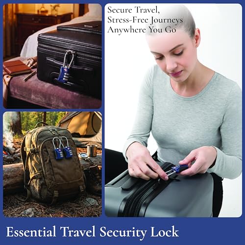 Image of Brookstone Cable Lock - 2 Pack 3-Digit Keyless TSA Approved Locks for Luggage - Resettable Combination Luggage Lock, Size One Size, Blue