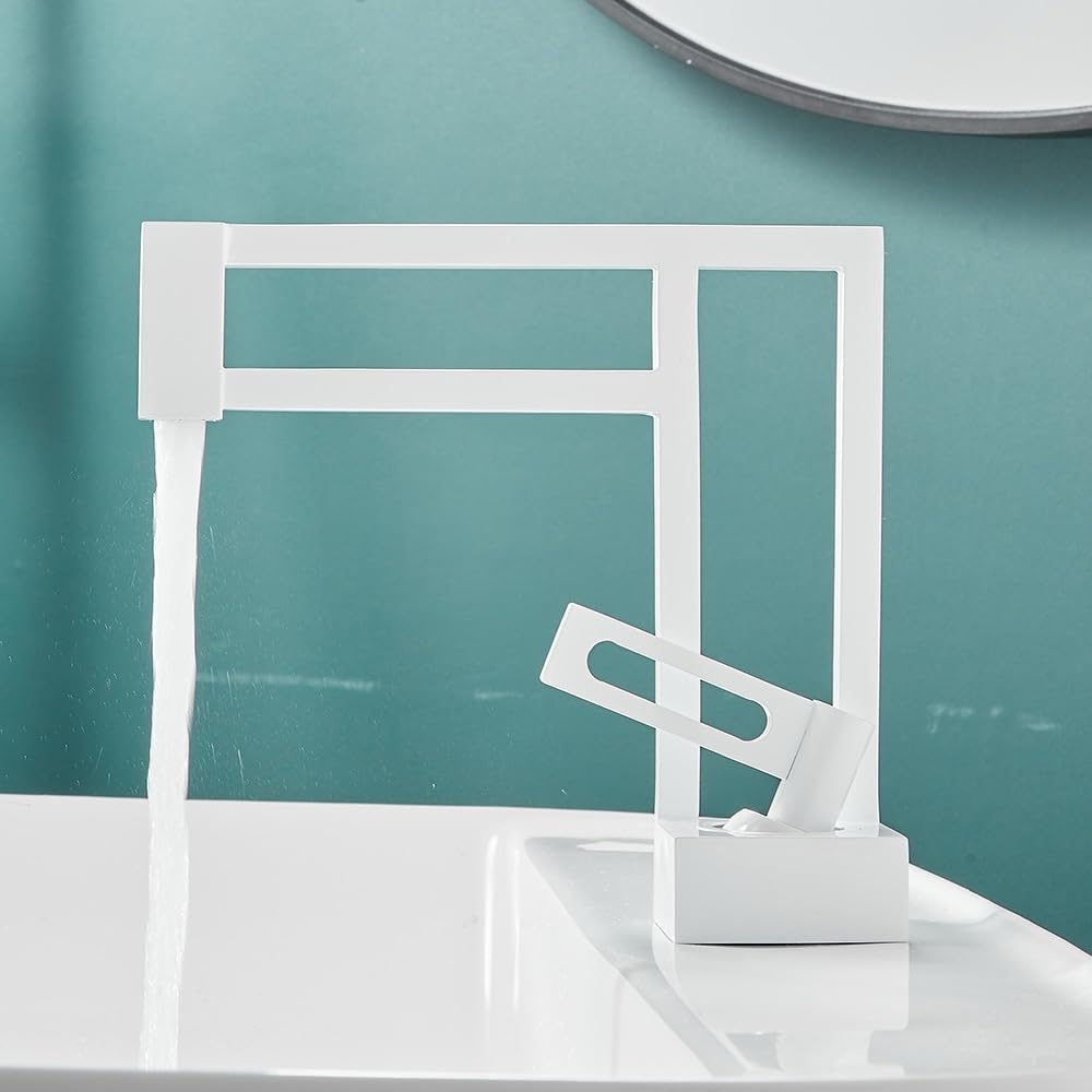 Mélangeur de lavabo noir et blanc robinet salle de bain eau chaude