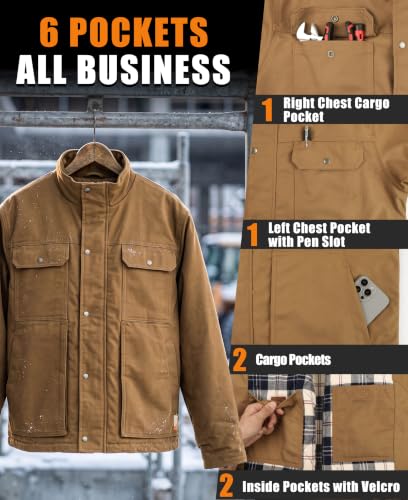Image of BOCOMAL FR Jacket Insulated Flame Resistant Canvas Coat CAT4 Winter Outwear
