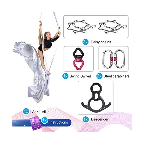SAIVEN-10m-Aerial-Silks-Equipment-Premium-Yoga-Swing-Set-Aerial-Yoga-Hammock-kit-Yoga-Starter-Kit-Aerial-Dance-EquipmentL-10m-x-W-28m SAIVEN 10m Aerial Silks Equipment Yoga Set, Yoga Swing for Aerial Hammock Silk, Aerial Dance Equipment, Yoga Starter Kit(L: 10m x W: 2.8m) (Gradient Green)