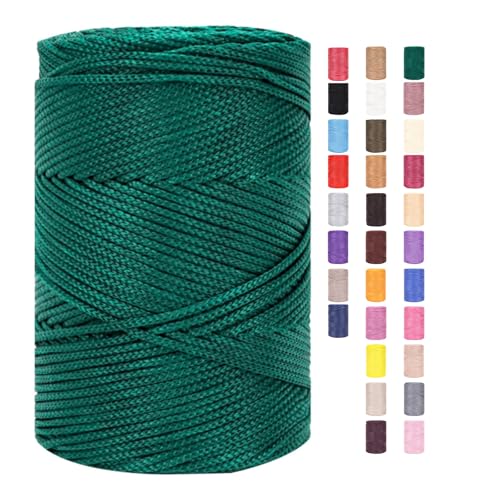 Hilo de macramé de 3 mm x 225 m, cuerda para ganchillo, bolsas de algodón, poliéster, hilo de panadería, cuerda de algodón, hilo de algodón trenzado, cestas de hilo textil (29,1 unidades)