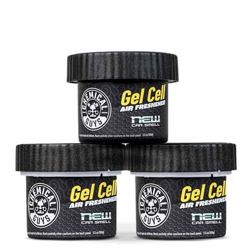 Image of Chemical Guys, New Car Scent Gel Can Air Freshener, Vent Control, 3 Pack | Dial each up for a strong hit or down to a hint; spill-proof gel lasts for weeks and won't leak in summer heat