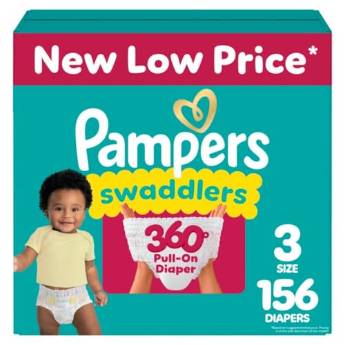 Image of Pampers Diapers - Swaddlers 360 - Size 3, 156 Count, for up to 100% Leakproof Premium Skin Protection (Packaging May Vary)