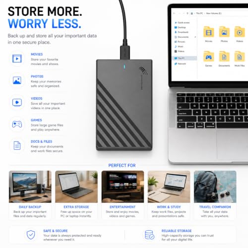 Image of External Hard Disk - Portable USB 3.0 HDD, High-Speed Data Transfer, Plug & Play, Compatible with Windows, Mac, Linux, PS5 | Slim & Shockproof, 1 Year Warranty (320.0, GB)