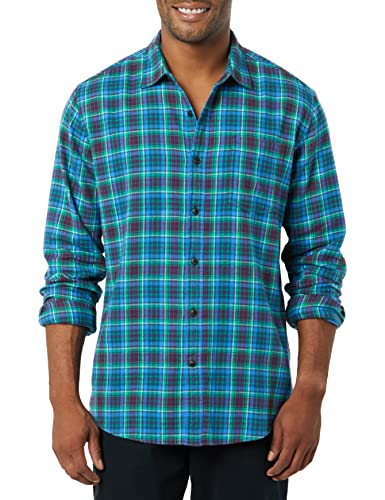 Image of Amazon Essentials Men's Regular Fit Long-Sleeve Flannel Shirt, Soft Brushed Cotton, Lightweight yet Warm