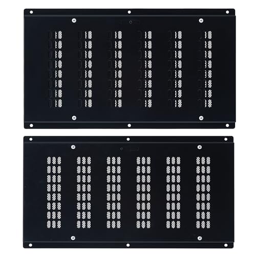 2-Pack 16x8 Foundation Vent Covers with Dampener & Screen Outdoor Crawl Space Vent Cover to Block Small Animals and Regulate Ventilation Black