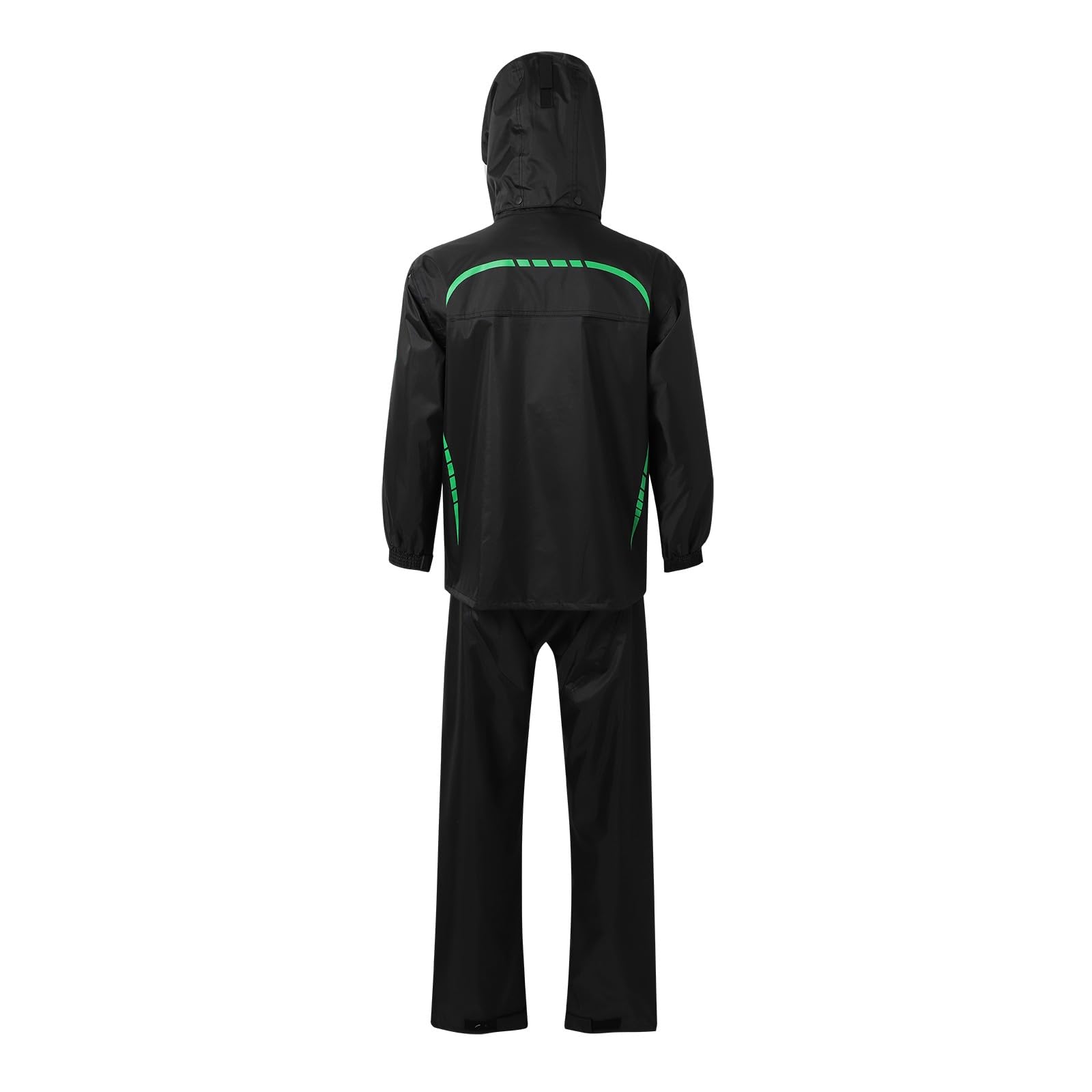 Generisch Poncho antipioggia unisex, impermeabile, riflettente, set di pantaloni da pioggia per attività all'aperto | Impermeabile, unisex, strisce riflettenti, cuciture nastrate, cappuccio regolabile, maniche elastiche, per pesca, moto
