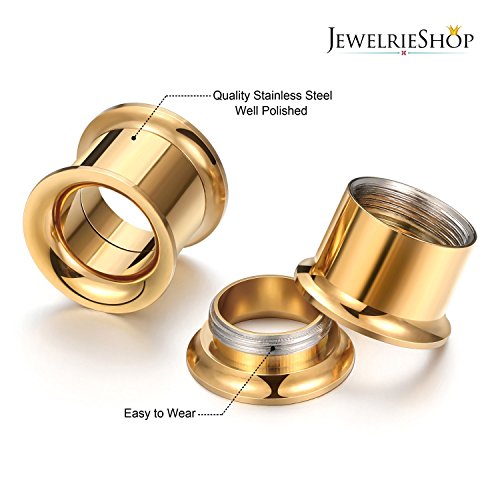 JEWELRIESHOP Stainless Steel Double Flared Tunnels Wood Plug Ear Gauges Earrings Saddle Plugs and Tunnels for Ears (0g,00g,8mm,10mm,6 Pairs)2