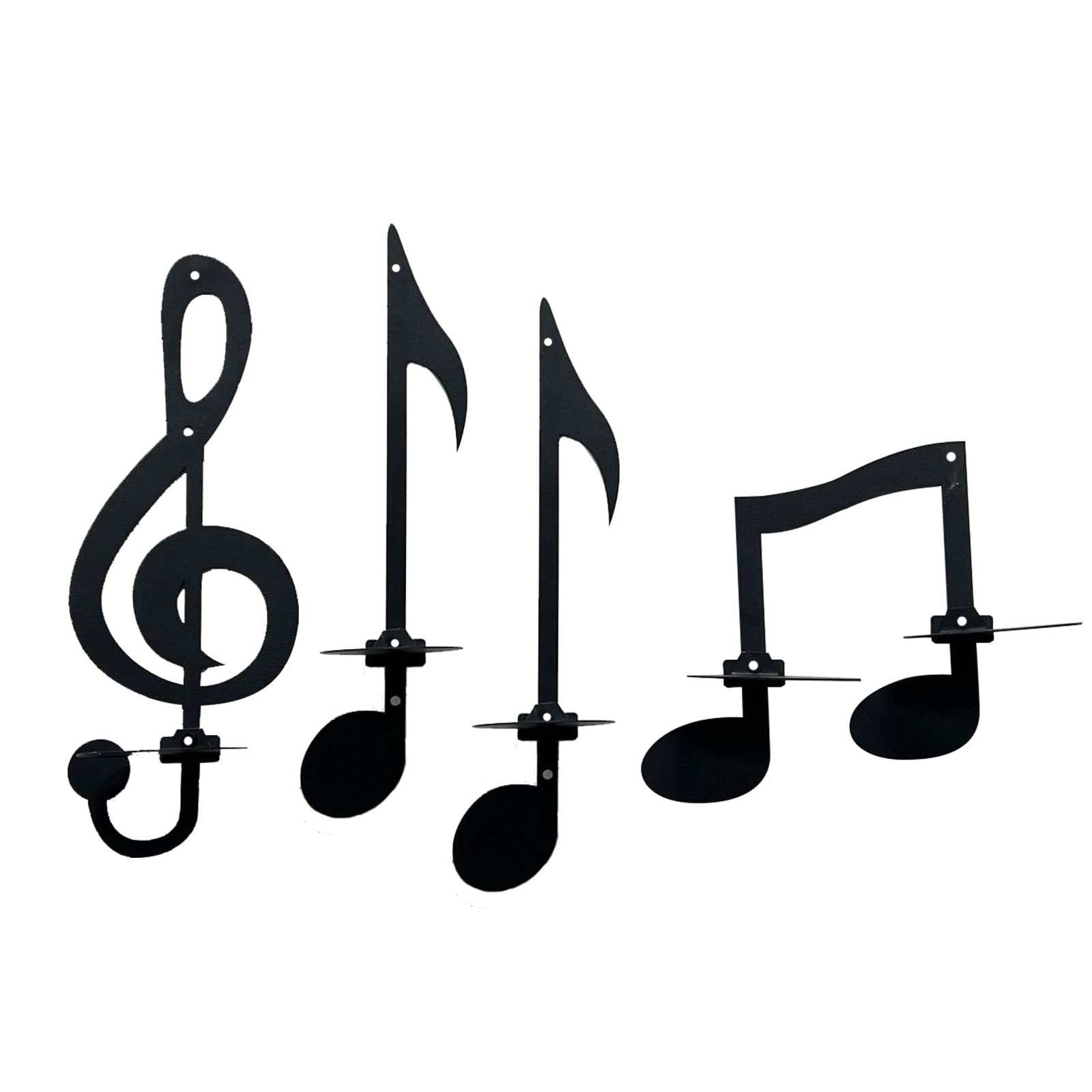 Black Musical Note Wall lamp, Retro Art Musical Note Candle Holder, European Musical Note Left Key Decorative Candle Holder, Creative Metal Candle Holder Hanging (4 PCS)
