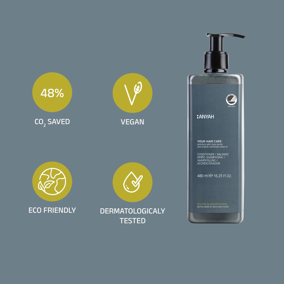 ANYAH Hydrating Conditioner 480ml, Deep Hydration for Dry and Damaged Hair Shea Butter and Sunflower Oil, Protects Colour - Image 3