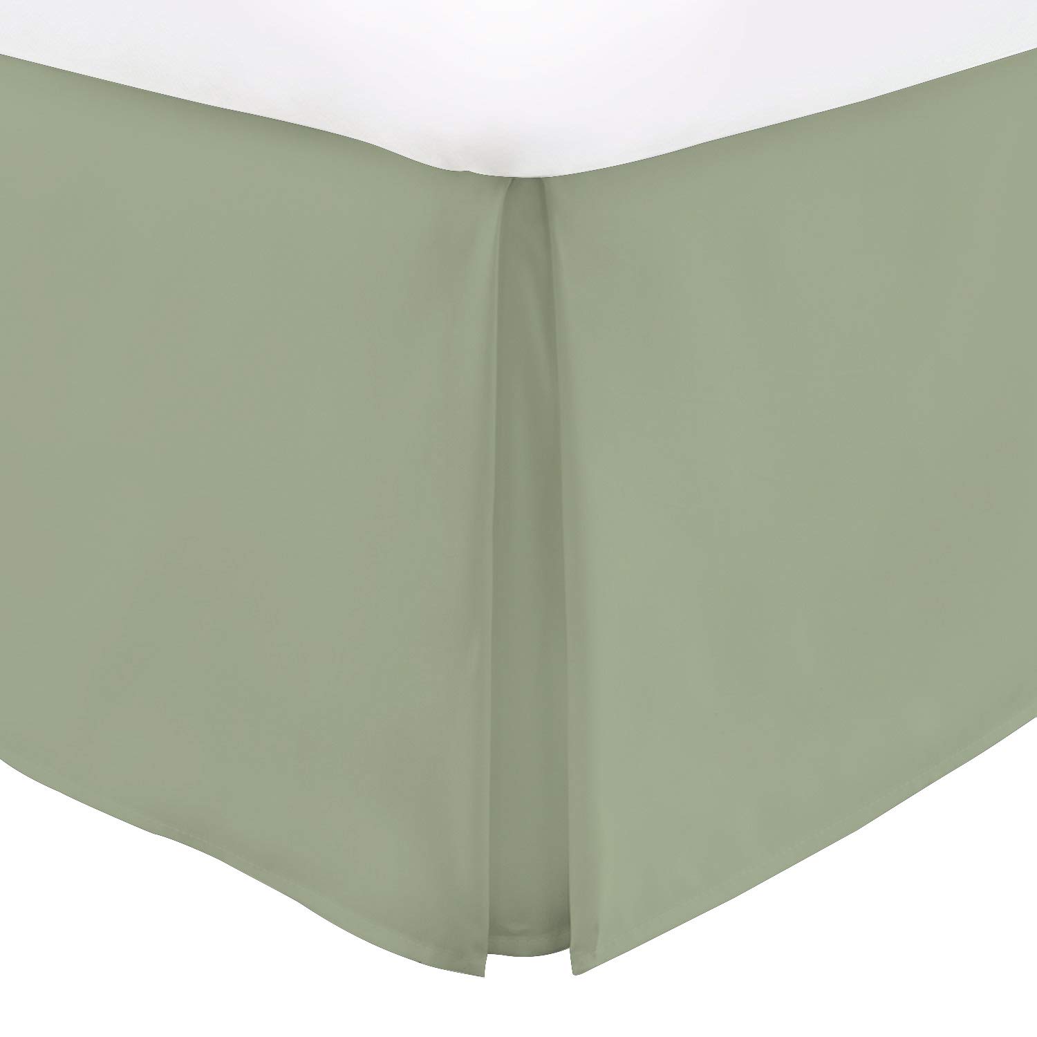1 Piece Bed Skirt Queen Size with 550 Thread Count in Sage Color and Solid Pattern 100% Egyptian Cotton (16 Inch)