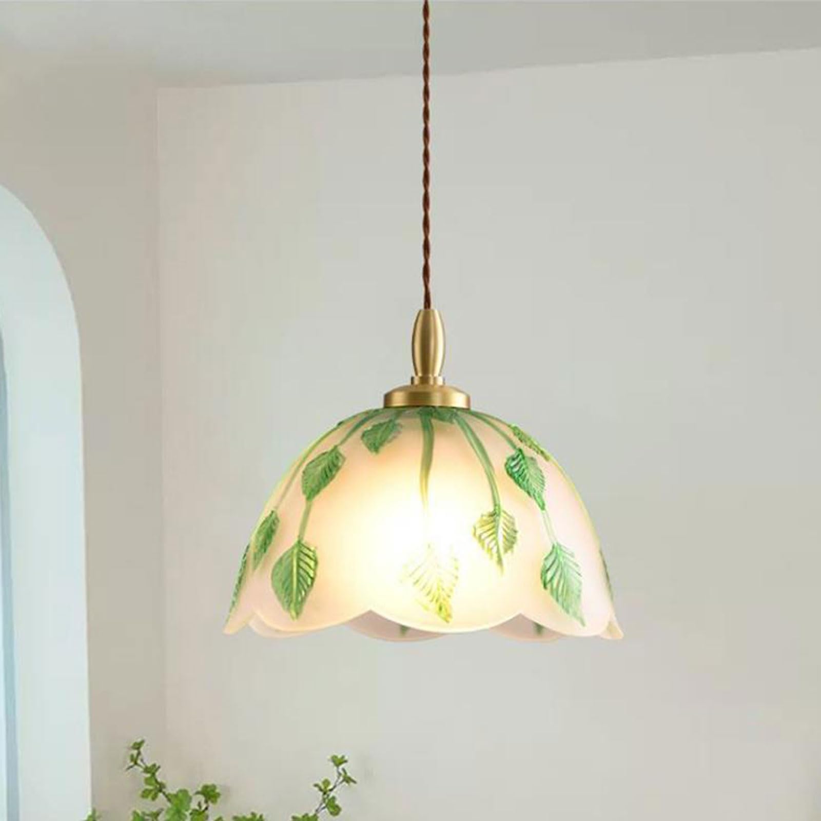 Lampada a sospensione moderna in vetro per comodino con paralume a forma floreale, lampada da sala da pranzo, lampadario sospeso per bar e studio, apparecchio di illuminazione per bancone bar.