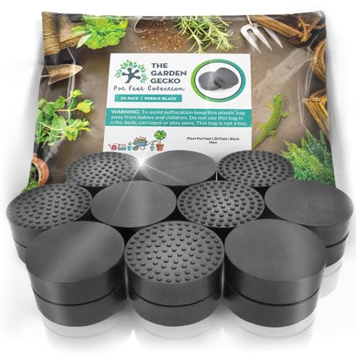 Los pies para macetas Invisibles Garden Gecko para macetas y Flores de Exterior. Elevadores de Goma Maciza con Agarre de Superficie Antideslizante | Paquete 20