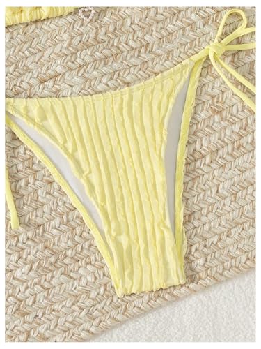 Women's 2 Piece High Cut String Bikini Set Tie Side Wireless Halter Swimsuits Beach Swimwear4