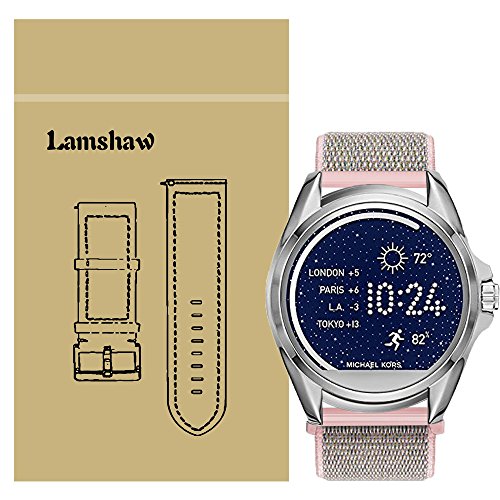 for Michael Kors Access Bradshaw Bands, Lamshaw Breathable Nylon Replacement Sport Loop Band for MK Access Touchscreen Bradshaw Smartwatch (Pink)