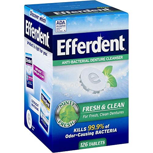 Efferdent Plus Mint Anti-Bacterial Denture Cleanser Tablets, 126 ct. (Pack of 2)