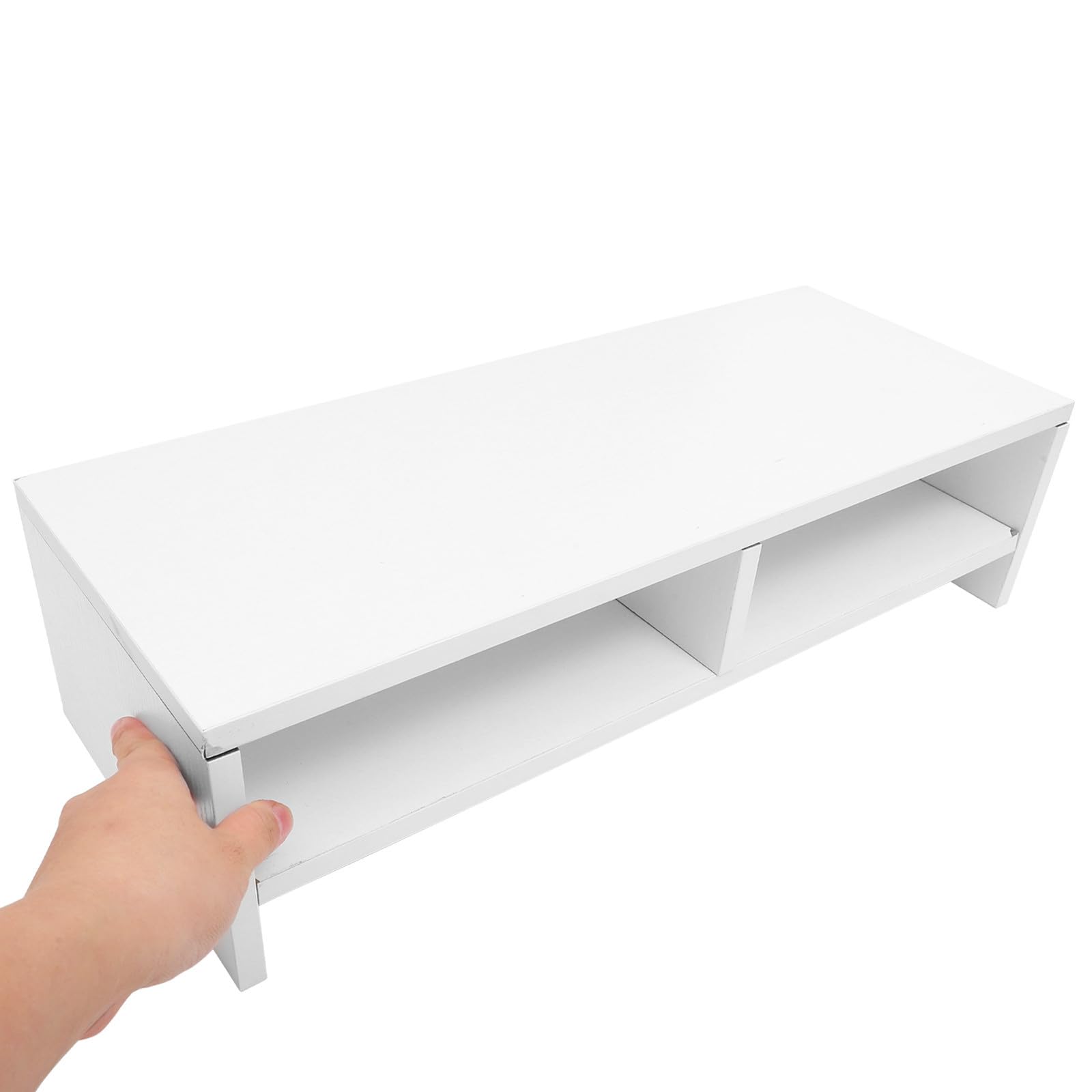 Hemobllo Supporto per Monitor da Scrivania in Legno Doppio Ripiano, Rialzo Organizzatore per Ufficio, Massimizza Spazio e Ordine sulla Scrivania