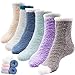 Netrox Wintersocken Kuschelsocken Plüschsocken 39-43 Plüsch Winter Kuschel weich warme Zuhause Mädchen Frau Frauen Dame Damen weiche Socken (Blau Türkis Grau)