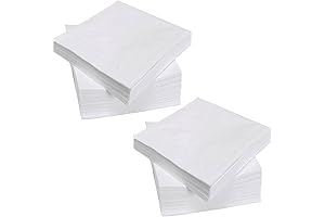 200 Count Plain White Beverage Napkins Party Four Fold Paper Napkins for Cocktail