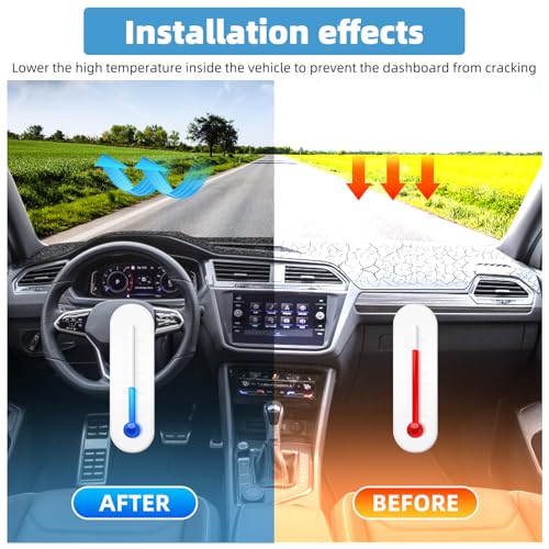 Image of Dash Cover Mat Compatible with Volkswagen VW Tiguan 2017-2024 Non-Slip Dashboard Cover Mat Sunshade UV Rays Protector Interior Accessories