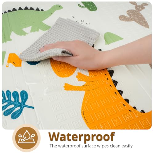 Image of PIGLOG Foldable Baby Play Mat for Floor, Baby Floor Mat for Crawling, Reversible Waterproof & Non-Toxic Baby Foam Playmat, Baby Play Mat for Babies, Infants & Toddlers 6-12 Months