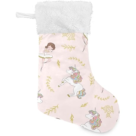 White Ballerina Christmas Stocking with Plush Cuff