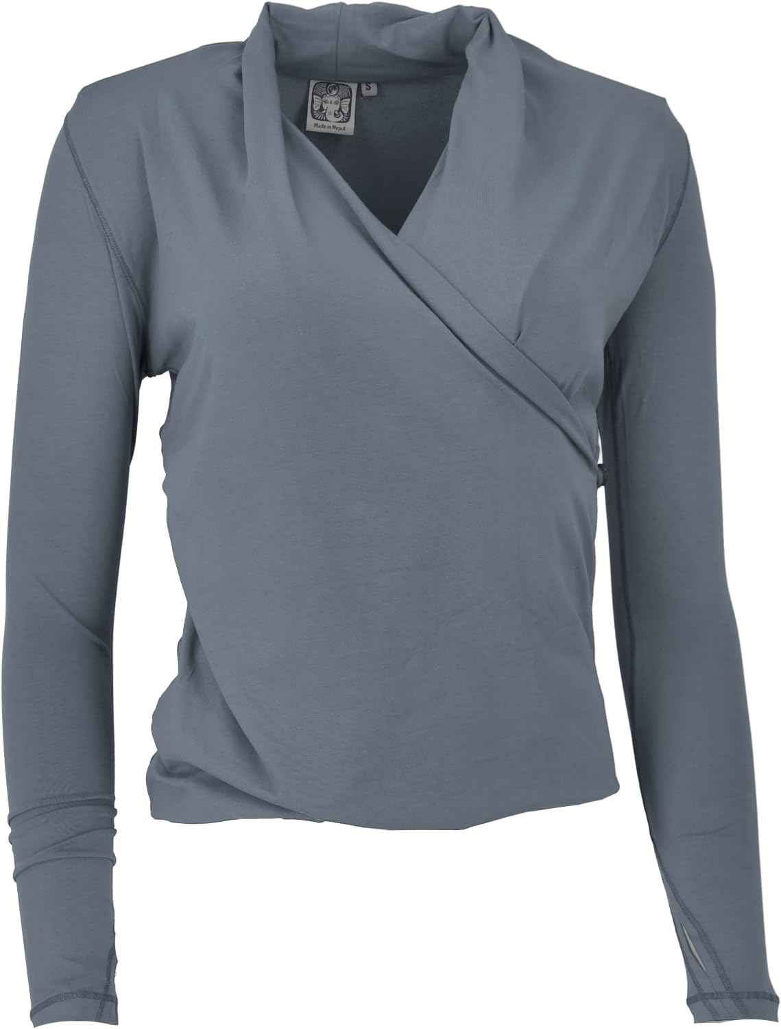 GURU SHOP Camiseta de yoga de manga larga con agujero para el pulgar, algodón orgánico, para mujer