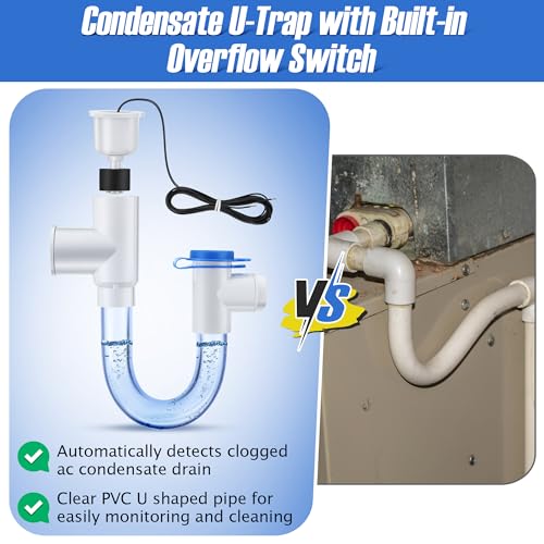 Image of Feekoon 4 Pack 3 /4 inch Condensate Trap with Built in Overflow Switch, White