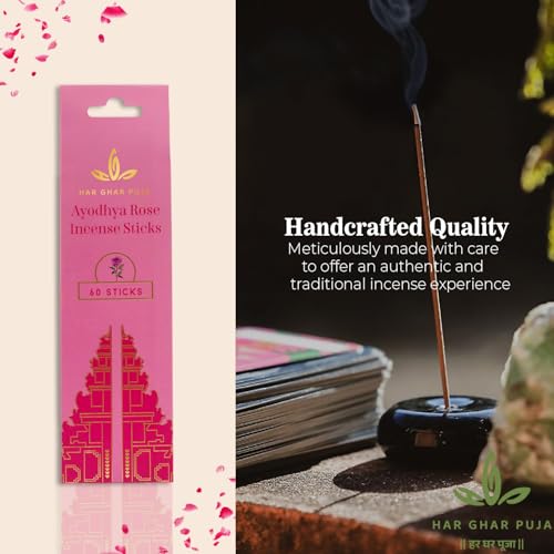 Image of Rose Agarbatti Sticks for Pooja & Home |120 Incense Sticks for Home Fragrance |Natural Agarbatti Stick|Long Lasting Dhoop Agarbatti for Meditation, Temple & Room Freshener Pack of 2