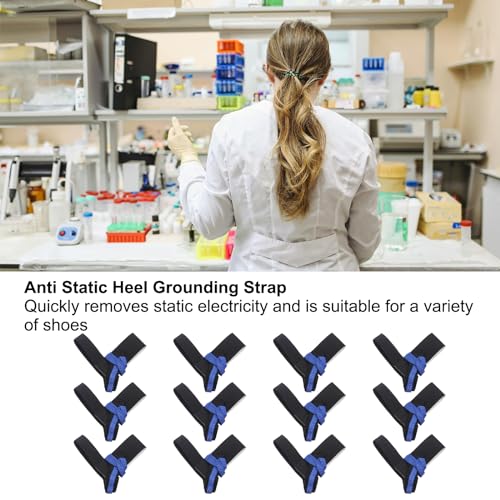 Image of MECCANIXITY 12pcs ESD Anti Static Foot Heel Straps Anti Static Wrist Strap Band Adjustable for Grounding Removing Static Black