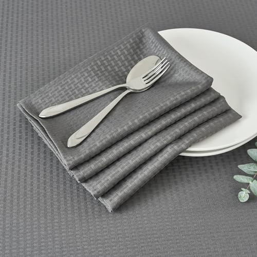 Image of maxmill Cloth Napkins Weaved Texture Pattern Soft Comfortable and Luxury Serviette for Restaurant Family Dinners Weddings Parties and Banquets Set of 4 Pieces, 20 x 20 Inch Charcoal Gray