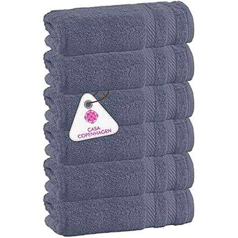 Casa Copenhagen Luxury Hotel & Spa Quality, 600 GSM Premium Cotton, 6 Piece Hand Towel Set, Grey Violet Cover