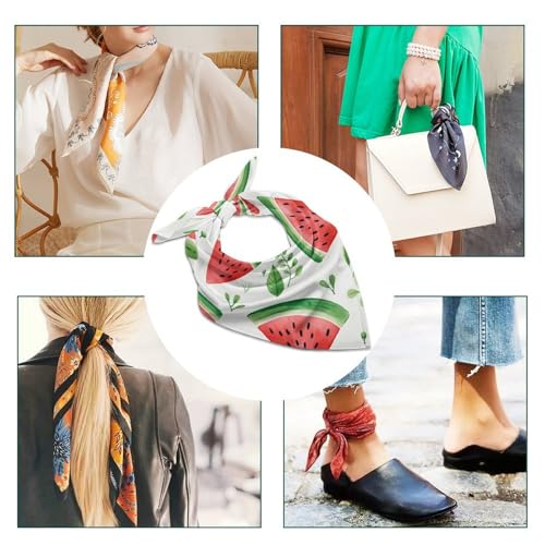 Watermelon Pattern Women's Silk-Like Fashion Head Scarf Versatile Satin Square Bandana Kerchief4