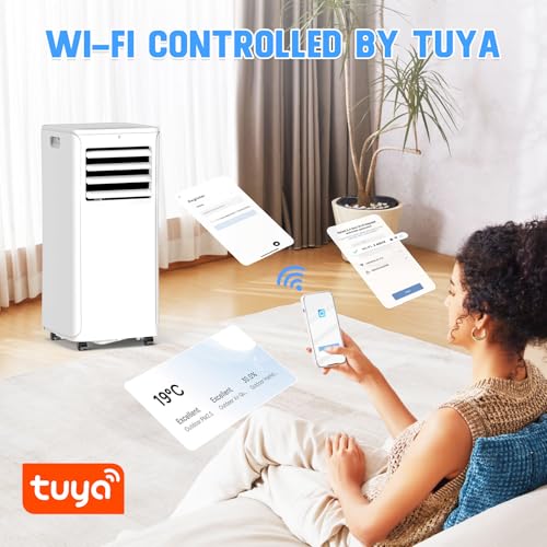 Image of Smart Portable Air Conditioner with WiFi, 12,000 BTU AC Unit Cools 550 sq.ft, 3-in-1: Dehumidifier, Fan & Quiet Cooling for Bedroom, 24H Timer, Remote, Window Kit Included