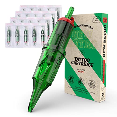 NEWFUN Cartuchos de Agujas de Tatuaje,20 Piezas Aguja para Tatuar,Cartridge con Membrana Agujas de Tatuaje de Revestimiento Estéril para Suministros de Tatuaje 3RL 5RL 7RL 9RL Cover