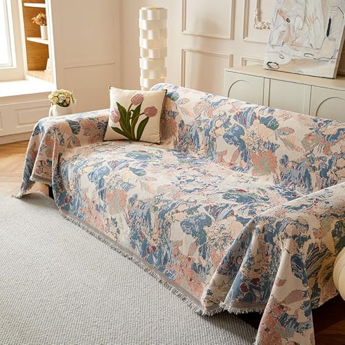 Bohemio Toalla De Sofá 1/2/3/4 Plazas Funda De Sofá, La Funda para Sofa De Tela con Flecos Y Estampado, Funda Sofa Antiarañazos Gatos, Manta Cubre Sofa,Universal,antiincrustante