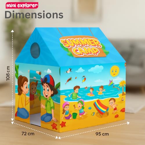 Image of Mini Explorer Summer Camp Themed Play Tent House for Kids Toys for 2 3 5 6 to 8 Years Old Girls Boys|Water Repellent Big Size