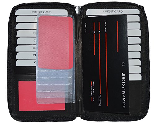Genuine Leather Zipper Wallet Business & Credit Card Case Holder Bifold #729cf2